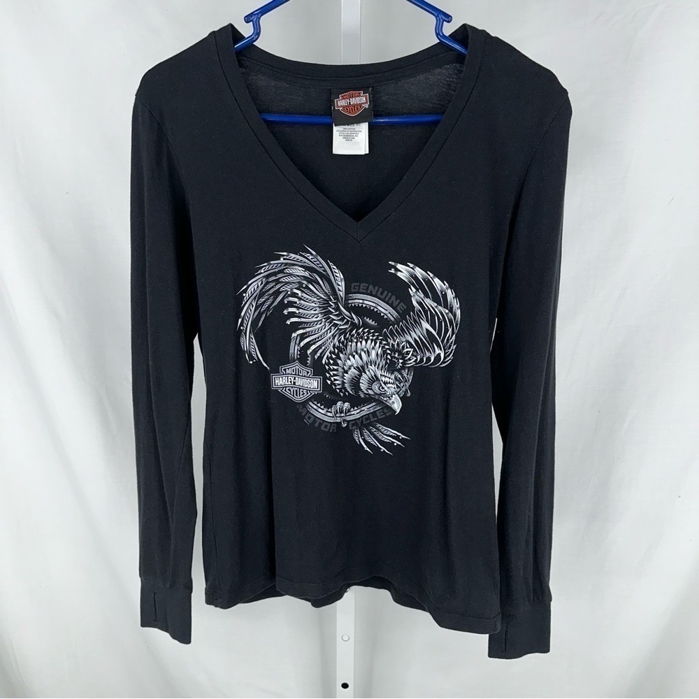 Harley Davidson Women’s Black Long Sleeve Shirt Worth Kansas City Size M